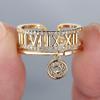 Luxury Simple Fashion Gold Color Roman Numerals Zircon Open Ring for Women Adjustable Index Finger Ring Engagement Wedding Jewelry
