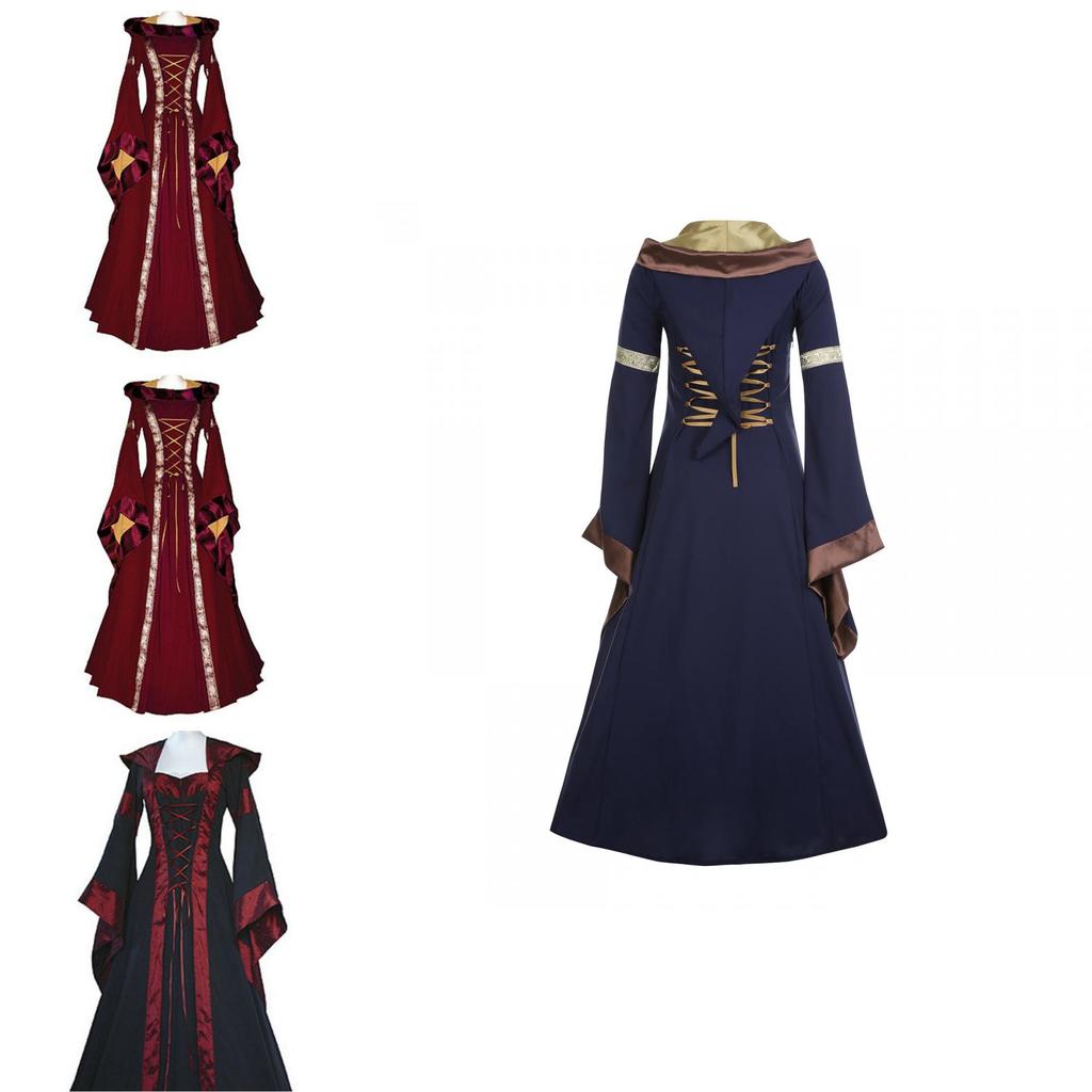 Women's Cosplay Halloween Party Dress Vintage Gothic Medieval Costume