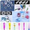 Silicone Mold For Epoxy Resin Set Jewelry Casting Mould Kit with Hand Drill,Glitter Sequins,Tools for Pendant Earring Making DIY