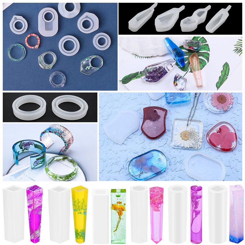 Silicone Mold For Epoxy Resin Set Jewelry Casting Mould Kit with Hand Drill,Glitter Sequins,Tools for Pendant Earring Making DIY