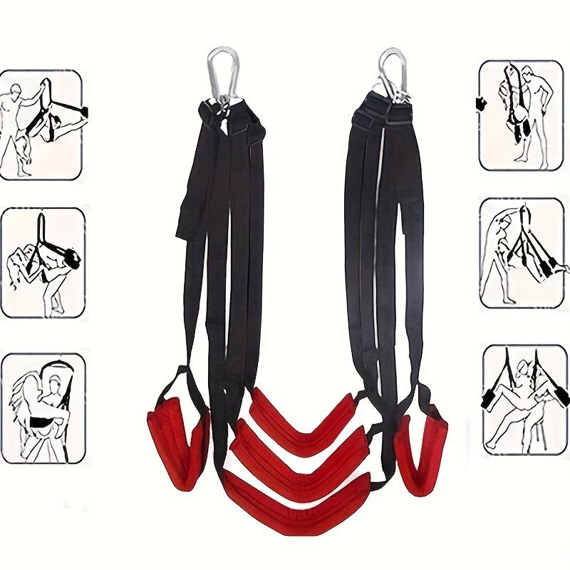 1 adet BDSM Seks Salıncak Kırmızı Salıncak Beş Askılı Seks Oyuncakları Erkekler Ve Kadınlar Için, Sm Paket Esaret Bölünmüş Bacak Askıları