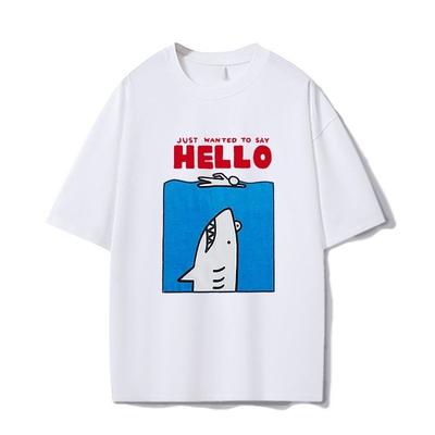 Das 2025 Sommer Neue Hai Oversized Kurzarm-T-Shirt Ist Ein Trendiges Vielseitiges T-Shirt aus Reiner Baumwolle für Sowohl Männer als auch Frauen