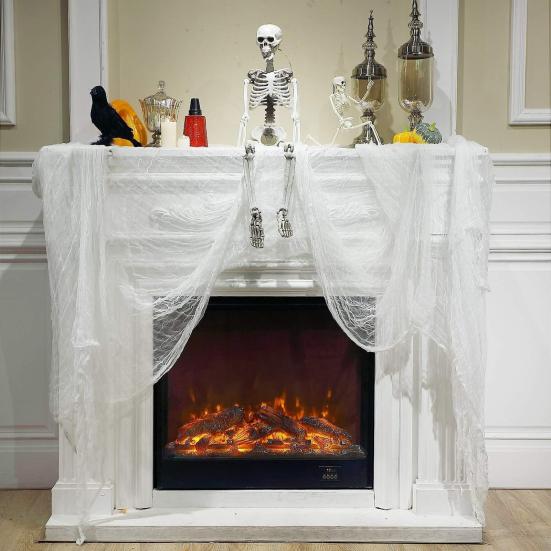 40" x 70" Halloweenská strašidelná látková dekorace Děsivá gáza s krví/černá/bílá Strašidelná látka