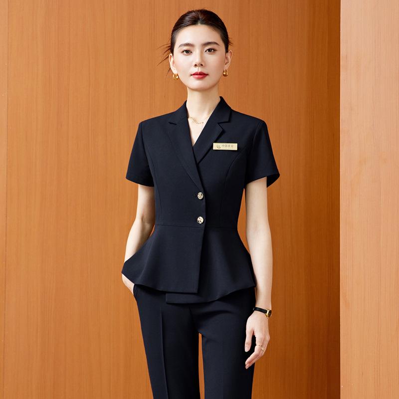 Women's Elegant Summer Suit Set - Formal Office & Hotel Wear, Professional Jewelry Store Attire