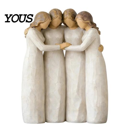 Sister Ornaments Four Women Friendship Figurine Decor, Sisterhood Statue Gift for Friends, Sisters Decorative Home and Moms, Faceless