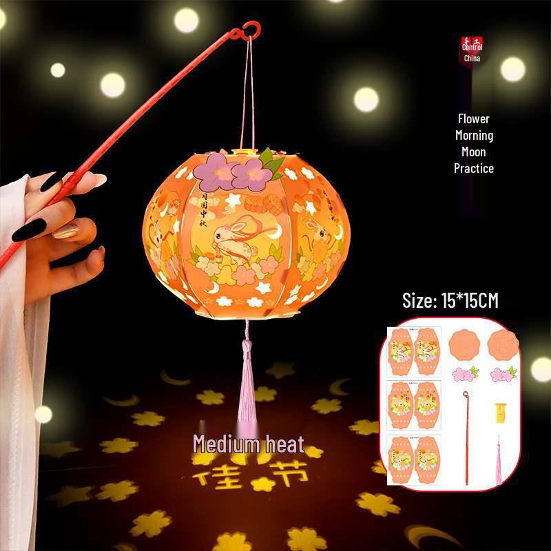 Handmade DIY Children's Palace Lantern - Luminous Rabbit Flower Design for 2025 Mid-Autumn Festival