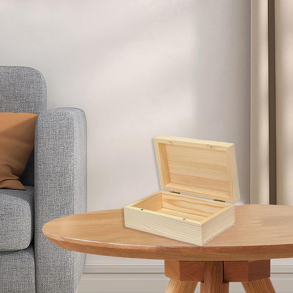 Wooden Storage Box Personalized Light Wood Storage Box Multifunction Square Hinged Craft Boxes Storage Organizer Container