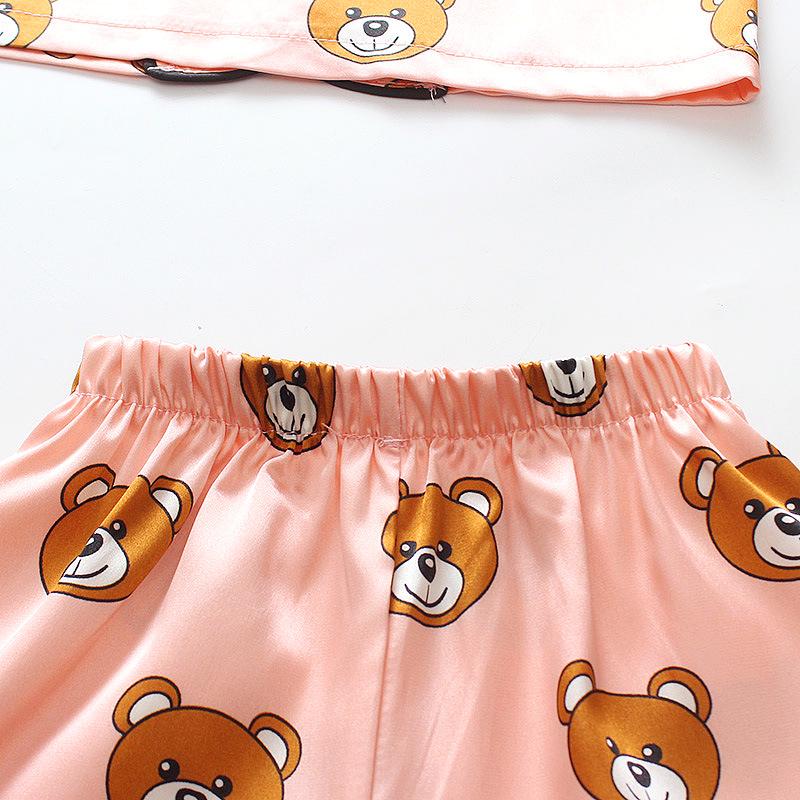 BB58 Mufurui Summer Kids' Silk Bear Cartoon Pajama Short Sleeve Two-Piece Set