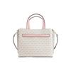 Michael Kors MK Emilia Monogram Color Block Logo Zipper Square Polyester Shoulder Crossbody Tote Bag Small Women Bags Pink White 35H0GU5S1B-7183