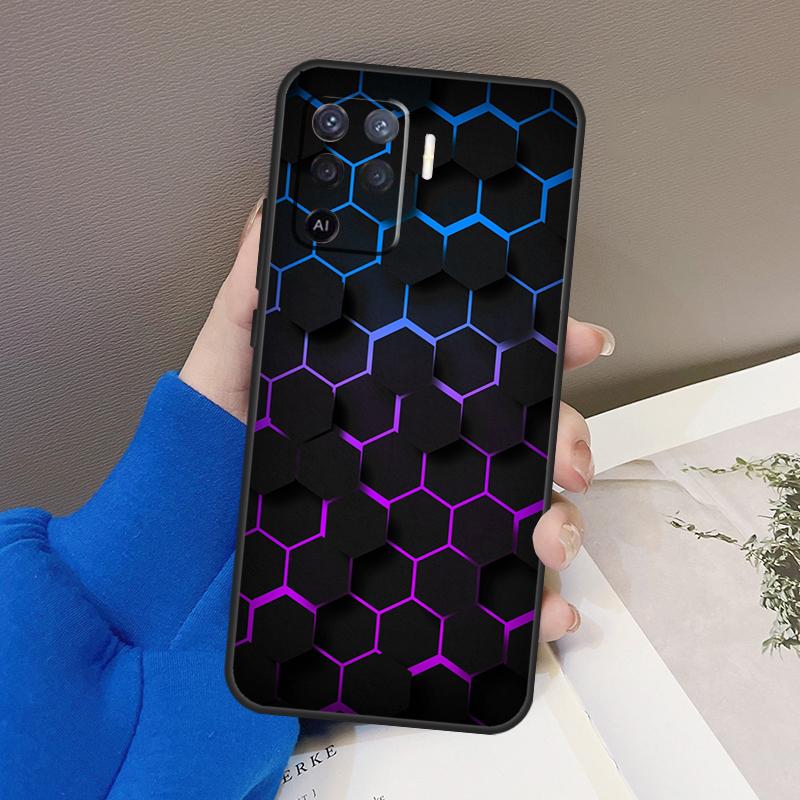 

3D Шестиугольный Чехол для Oppo A5 Pro A15 A17 A57 A77 A18 A38 A58 A78 A98 A94 A74 A54 A16 A76 A96 A40 A60 A80 OPPO A98 5G