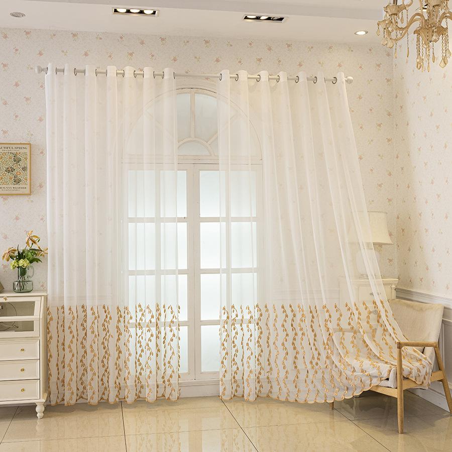 

Жаккардовые кружевные шторы с & Полупрозрачные для приватности - С цветочным лиственным дизайном Оконные драпировки для гостиной, спальни, столовой 140*225cm