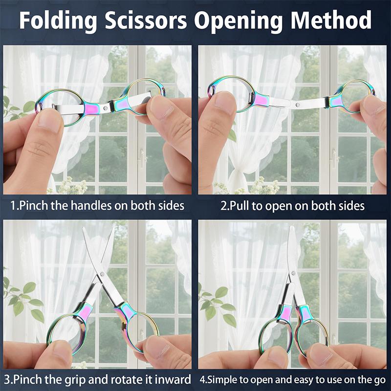 

Складные ножницы, Безопасные портативные мини-дорожные маленькие ножницы из нержавеющей стали, Складные карманные ножницы-значок