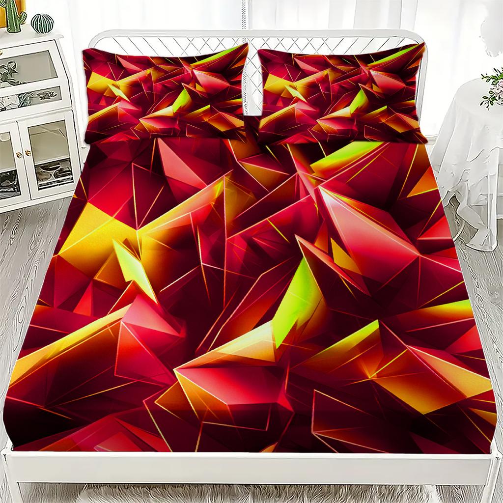 1pc Polygon Sheet Set Geometric Visual 3D Printed Cool Gradient Bedding Sheet Gift For Boys Teen Adult Home Living Room Decor