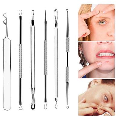 6Pcs Stainless Facial Acne  Pimple Remover Extractor Tool Comedone