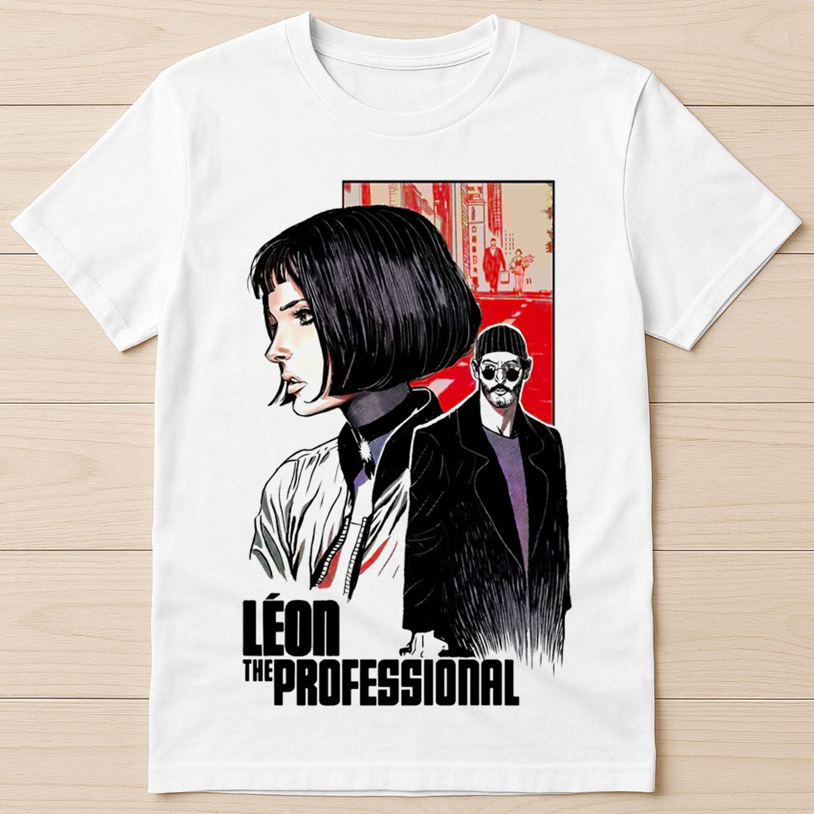 Leon The Professional Movie Poster Jean Reno Assasin Funny Gift Tee T-Shirt 2969 4XL