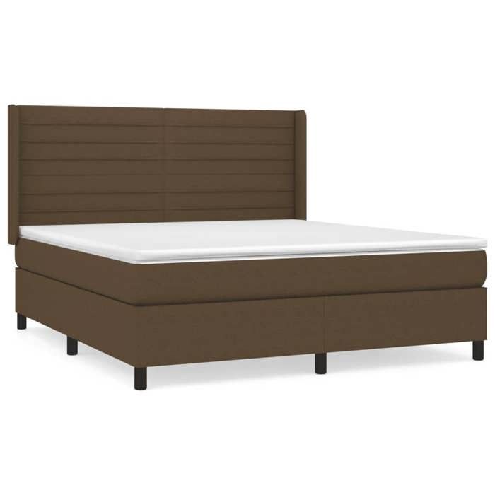 3131524 vidaXL Lit à sommier tapissier avec matelas Marron foncé 160x200 cm