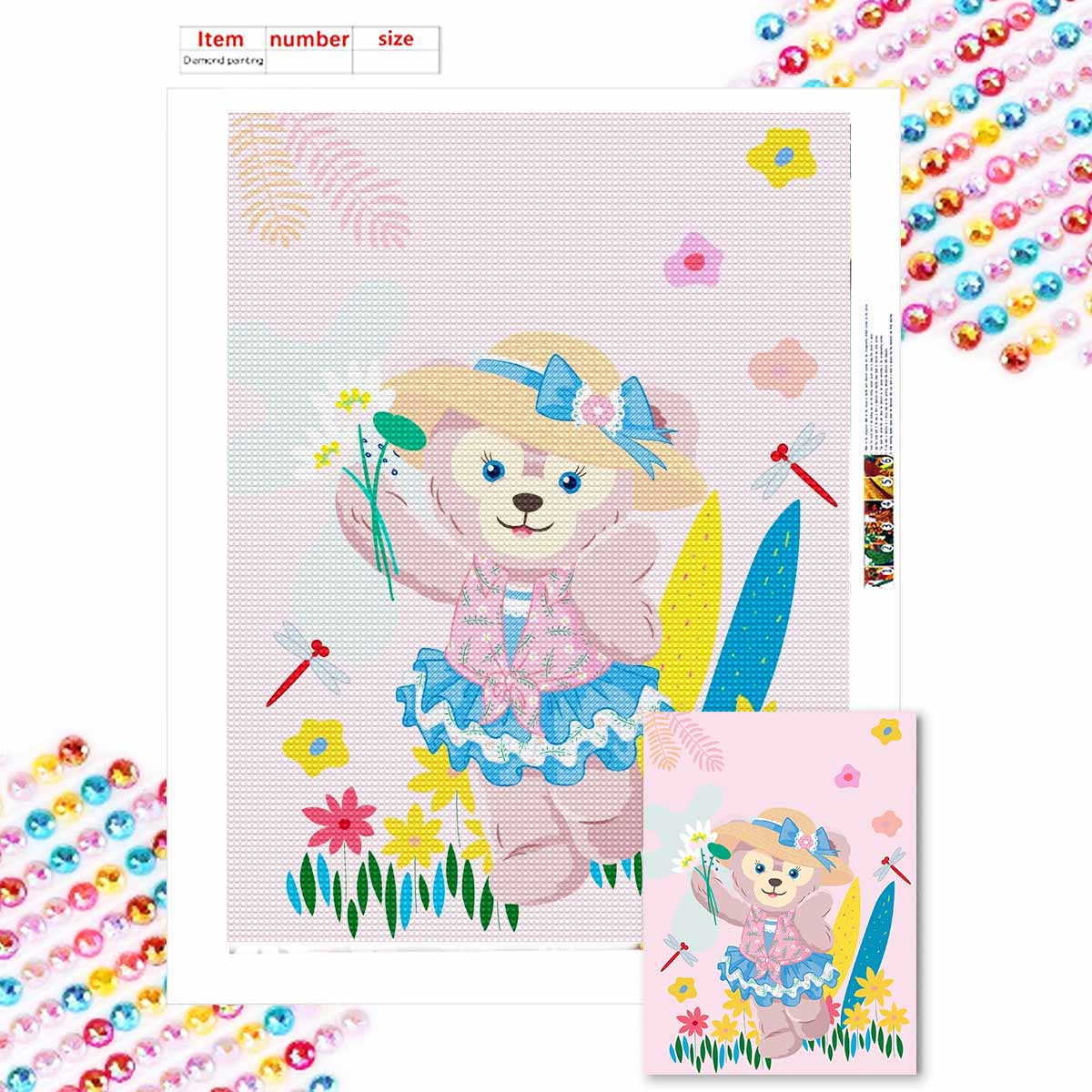 

Алмазная живопись своими руками Милый маленький медвежонок Набор для вышивания крестом Мозаичное искусство Алмазная живопись Полная выкладка Алмазное украшение для дома Round 20x30cm