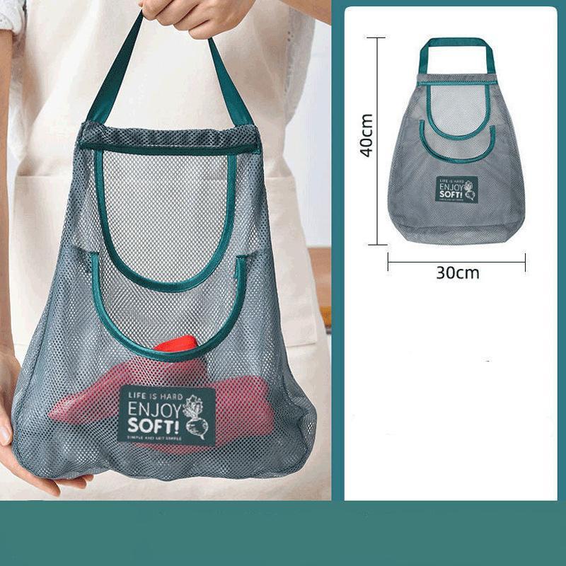1pc Portable Mesh Storage Bag Reusable Fruit and Vegetable Storage Bag Kitchen Accessories Washable Handbag