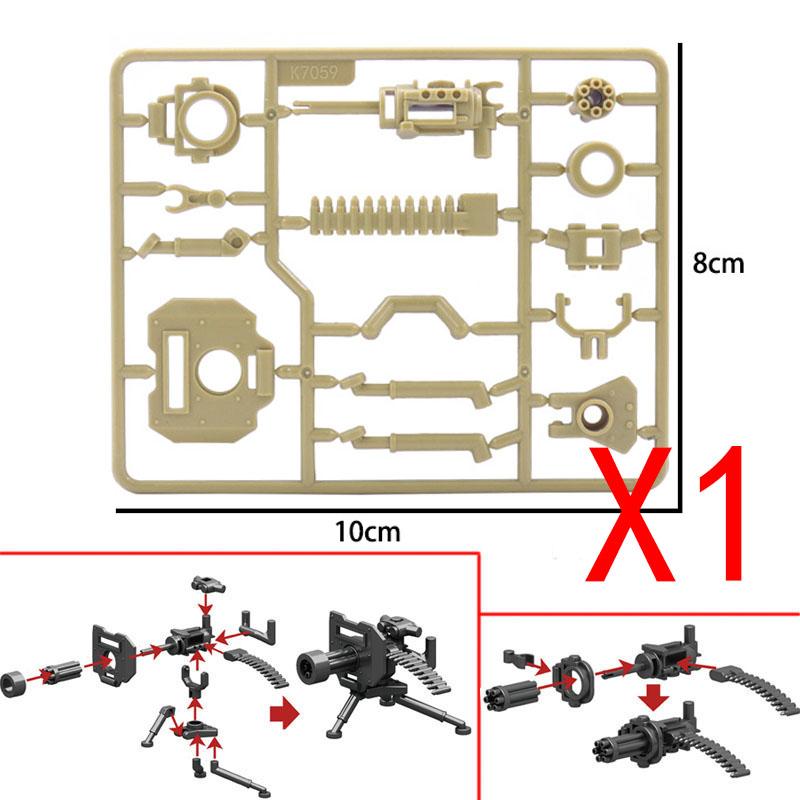 Blocuri de construcție militare din Al Doilea Război Mondial, figurine soldați, arme, echipamente, accesorii, Gatling M2 mitralieră grea, RPG, MOC, cărămizi mini