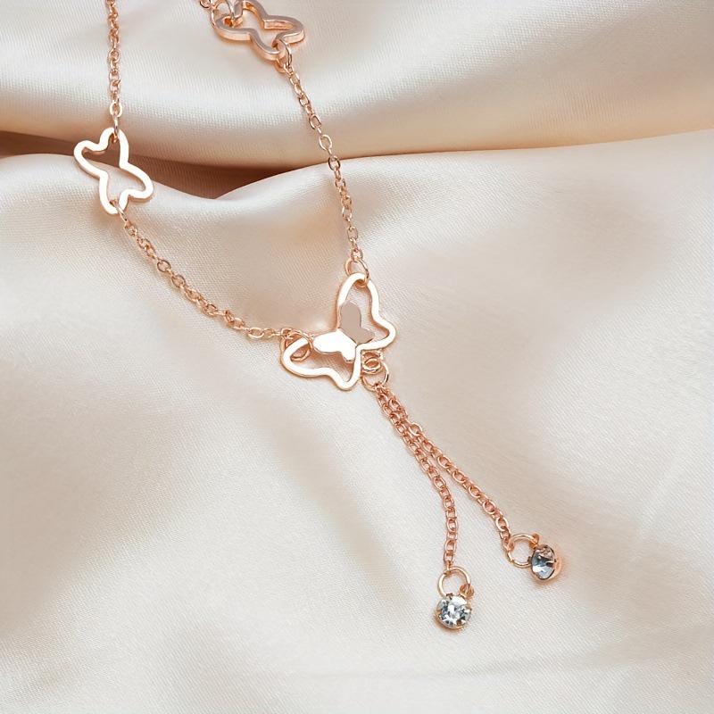 Women's Shiny Diamond Butterfly Anklet - Japanese Korean Fashion Jewelry Gift