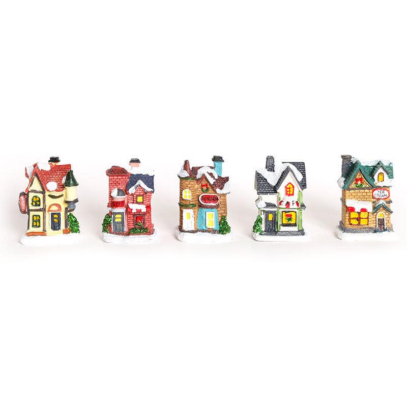Christmas Glow Small House Home Window Display Christmas Decoration Resin Small House Small Gift