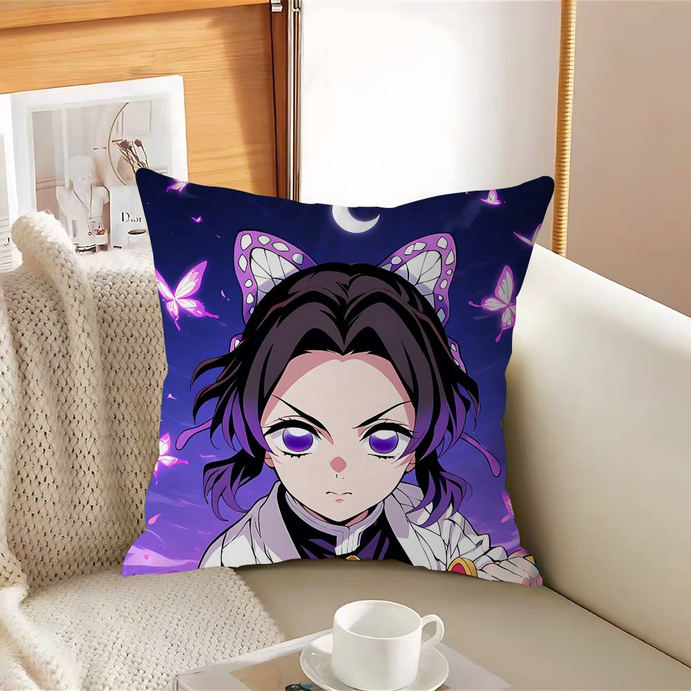 K-Kochou Shinobu Office Cushion Pillowcase Car Cushion Cover45X45CM Lumbar Pillowcase Sofa Pillowcover
