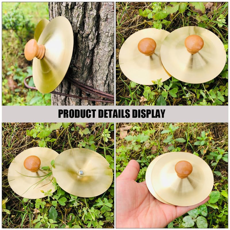 VICASKY Mini Gimbal Musikalisch 2 Kinder Perkussion Rhythmus Kleine Finger Perkussion Handbecken mit Holzgriffen Instrumente, Teile, Becken, Finger,