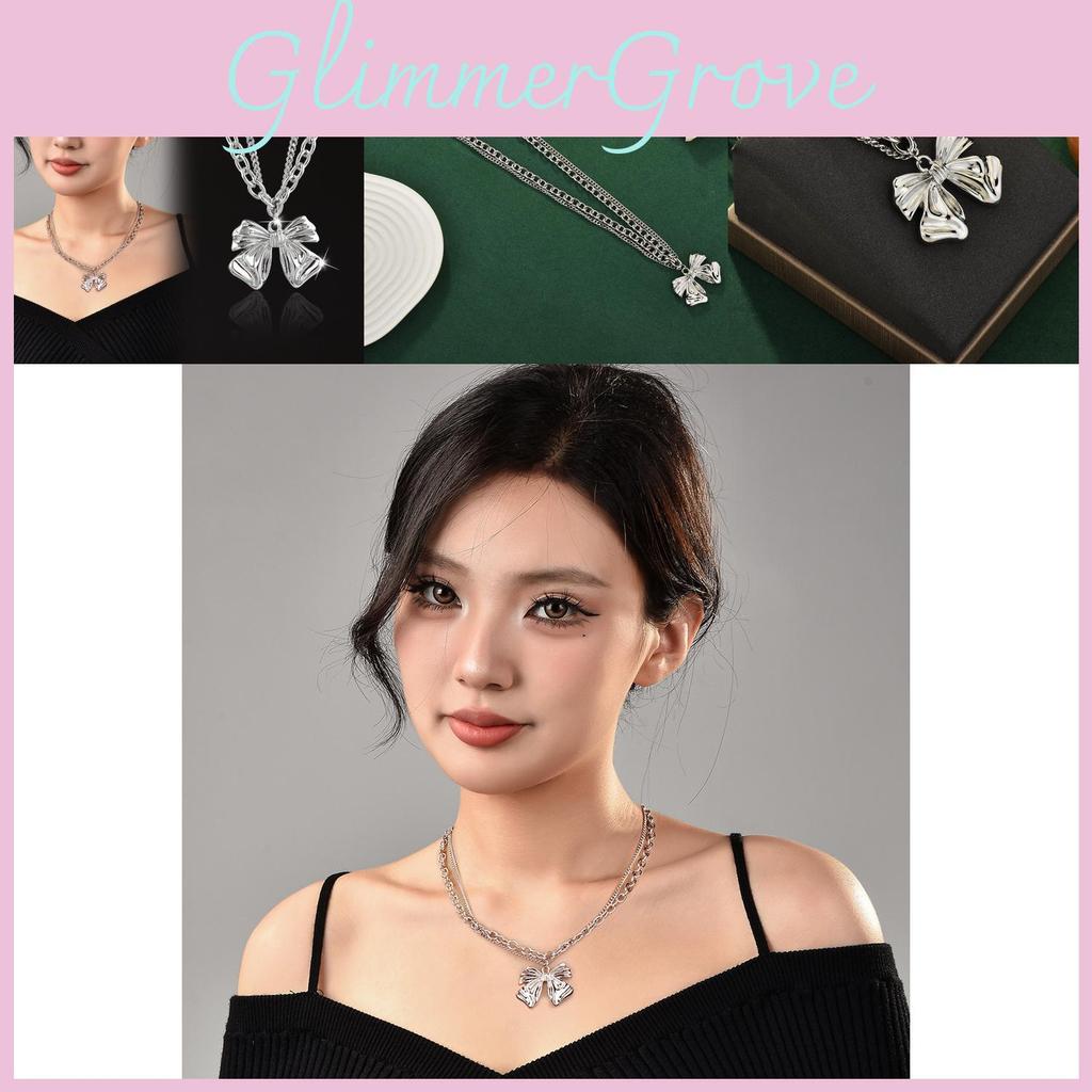 Stylish New Double Layer Butterfly Knot Necklace With Chic Minimalist Design For Women
