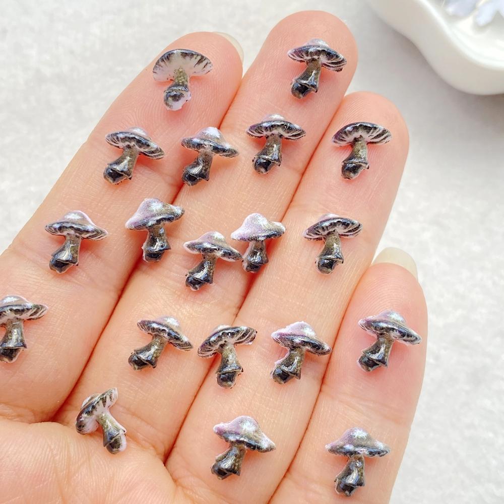 50pcs Resin Cute 3D mini Colorful Mushrooms Flat Back Rhinestone Scrapbook DIY Wedding Applique Decor Jewelry Accessories