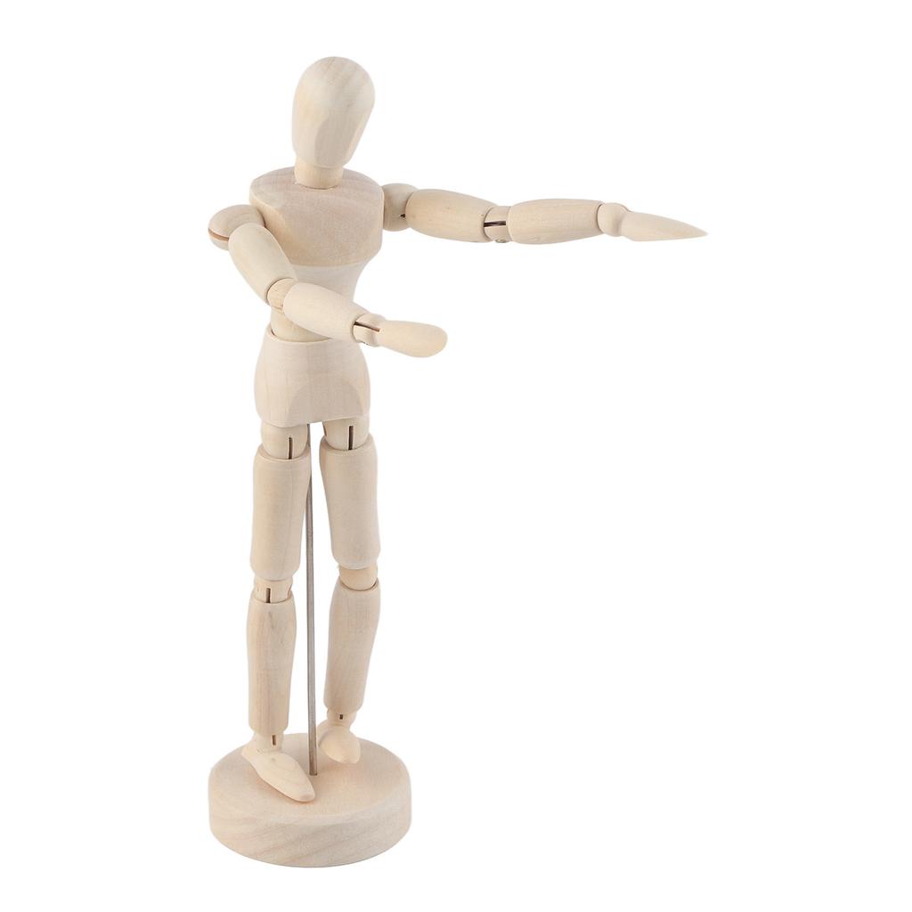 Wooden Manikin Unfinished Jointed Mannequin Poseable with Base for Home Decoration 8 Inch
