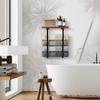 Wall-Mounted Wooden and Metal Towel Rack for Bathroom Use