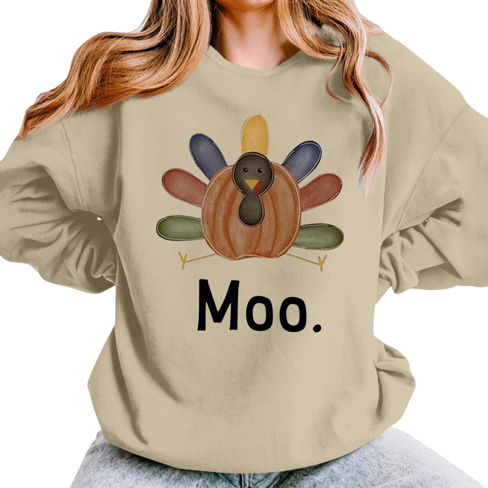 Женская повседневная мода День благодарения с принтом длинный рукав O-образный вырез — фото 12