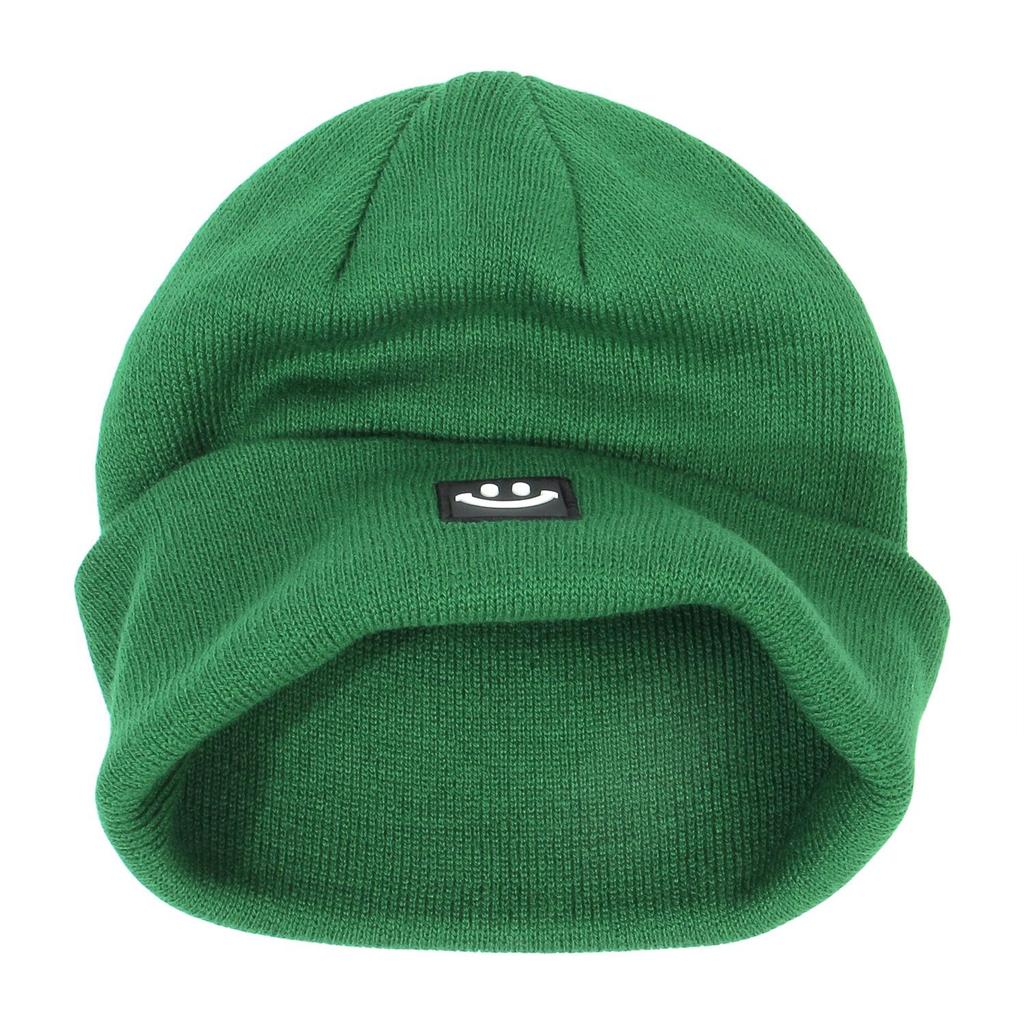 Einfarbig gestrickte Outdoor-Freizeit-Baita-Mütze für Damen aus warmer Wolle mit lächelndem Gesicht