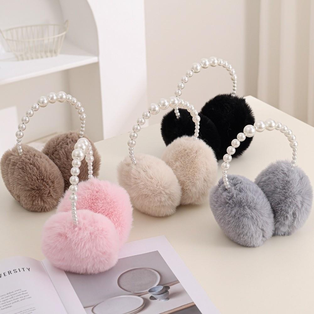 Soft Plush Ear Covers Anti-rabbit Fur Pearl Ear Protect Fashion Ear Muffs  Women