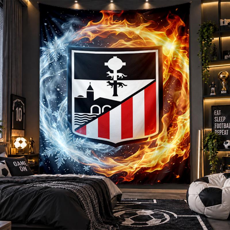 Wall Hanging Tapestry Athletic Bilbao Football Print Cloth for Living Room Bedroom Home Decor