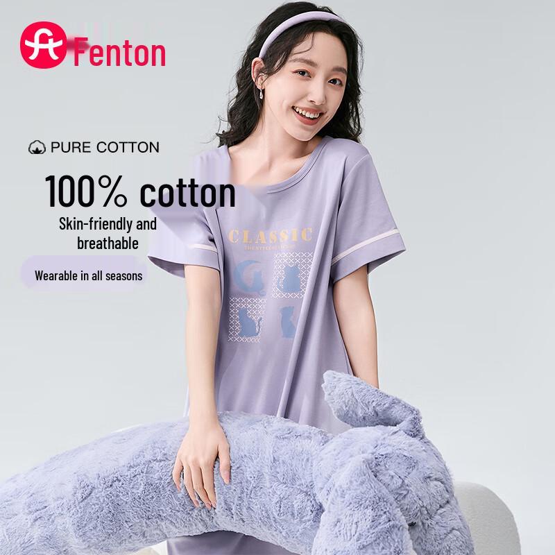 Fenteng Women s Summer Pure Cotton Nightdress M