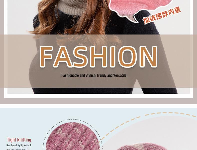 North American Women's Winter Two-Piece Set: Two-Color Knit Hat & Velvet Scarf, Warm Ear Protection