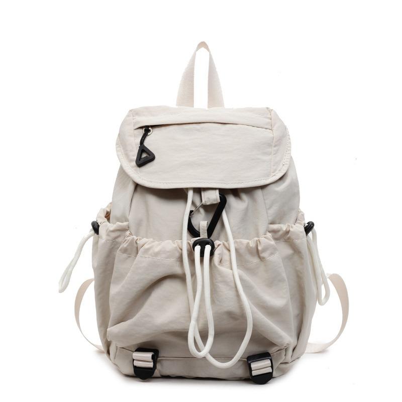 New Fashion Pleated Pull Rope Backpack Women's Niche Design Trendy Backpack Large Capacity Flip Student Bag