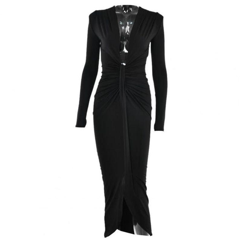 

Облегающее вечернее платье-футляр для вечеринки с запахом на бедрах для женщин Black S