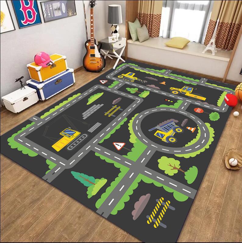 Children's Traffic Road Play Mat - Thick, Wear-Resistant Carpet for Kindergarten, Bedroom, or Living Room