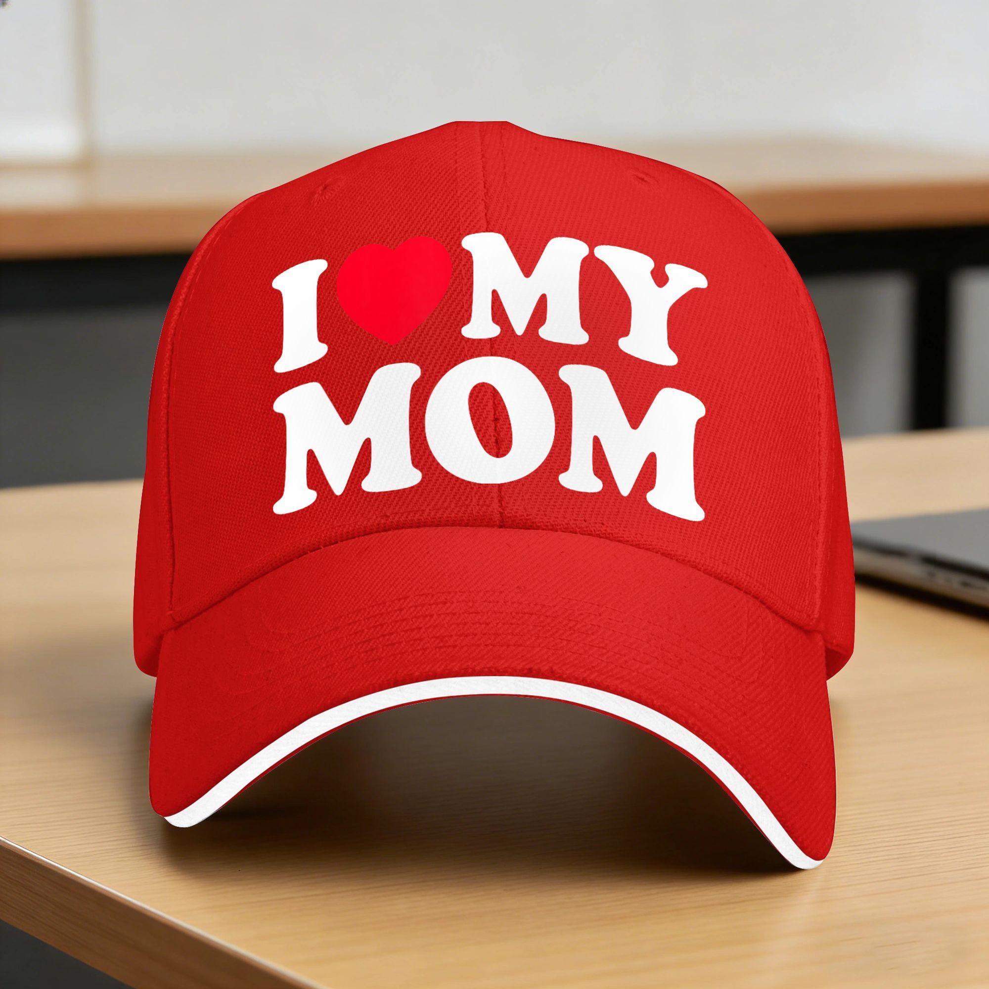 Summer I Love My Mom Baseball Cap Unisex Women I Heart My Mom  Mothers Day Sun Trucker Hat Breathable Baseball Caps One Size