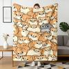 1pc Shiba Inu Themed Flannel Blanket - Soft, Lightweight, and Warm for All Seasons - Perfect for Bed, Sofa, Office, Camping, and Travel - Versatile Gi