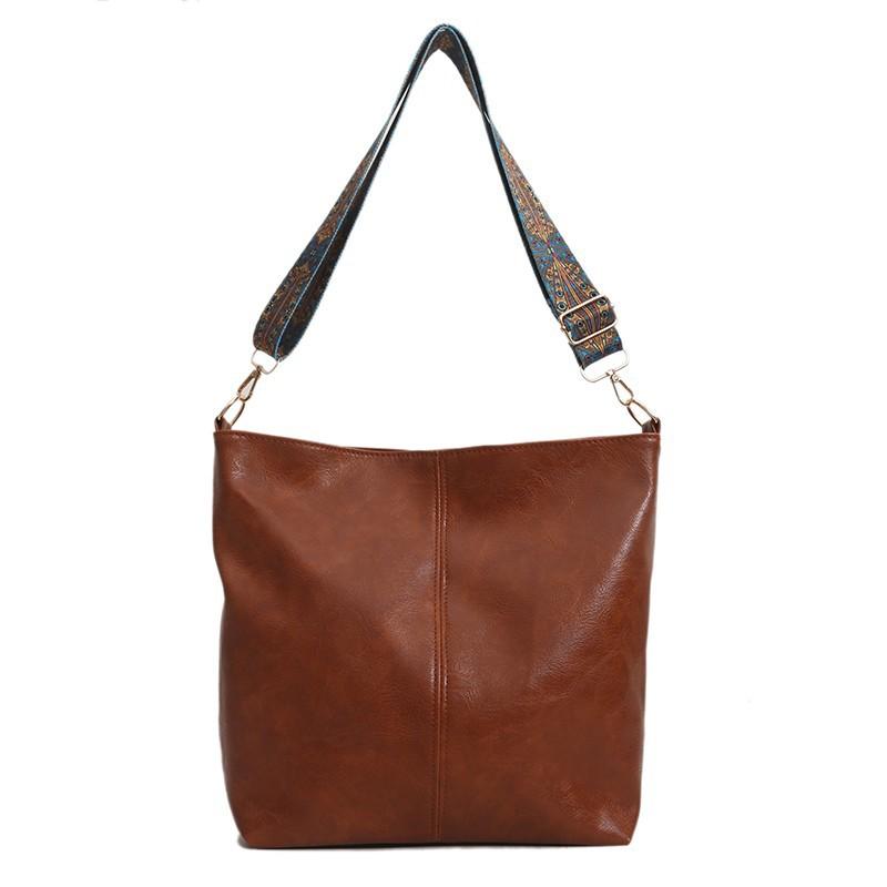 Large-capacity Bag Women's Autumn and Winter New Retro Broadband Shoulder Messenger Bag Premium Texture Commuter Bucket Bag