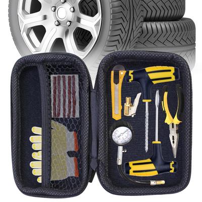 Auto Reifenreparaturset Schlauchloser Reifen Pannen Nieten Werkzeugsatz Motorrad Vakuumfolien Nagel mit Magnetischer Taschenlampe Aufnahmemaß