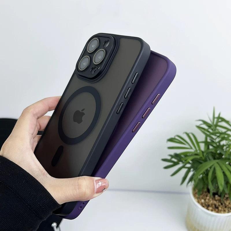 Matte Translucent Phone Case for iPhone 17 Air 16 15 14 13 12 11 Pro Max Plus for Magsafe Wireless Charge Lens Protection Cover