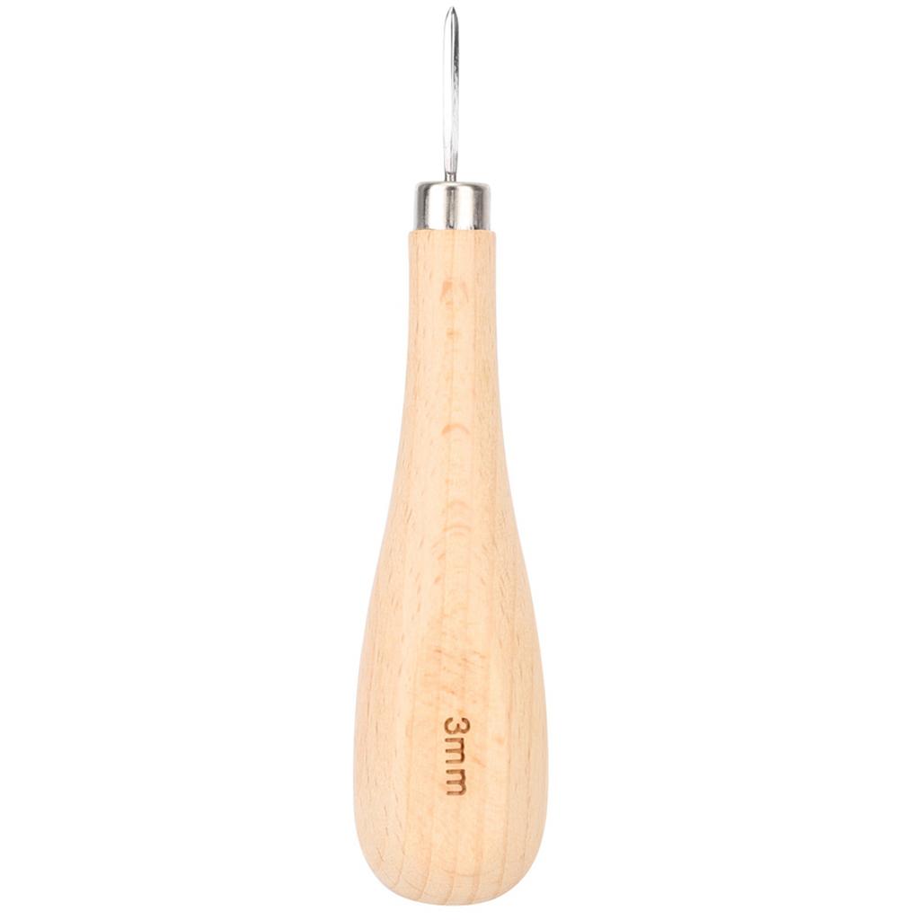 Leather Awl Set Steel Cone Punching with Beech Handle Diamond Round Tip for Leather Punching Stitching Tool for Belts Wallets