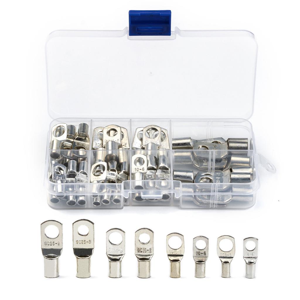 60Pcs/Box Copper Tin-plated Open Barrel Terminals SC Series Bare Crimp Wire Connectors