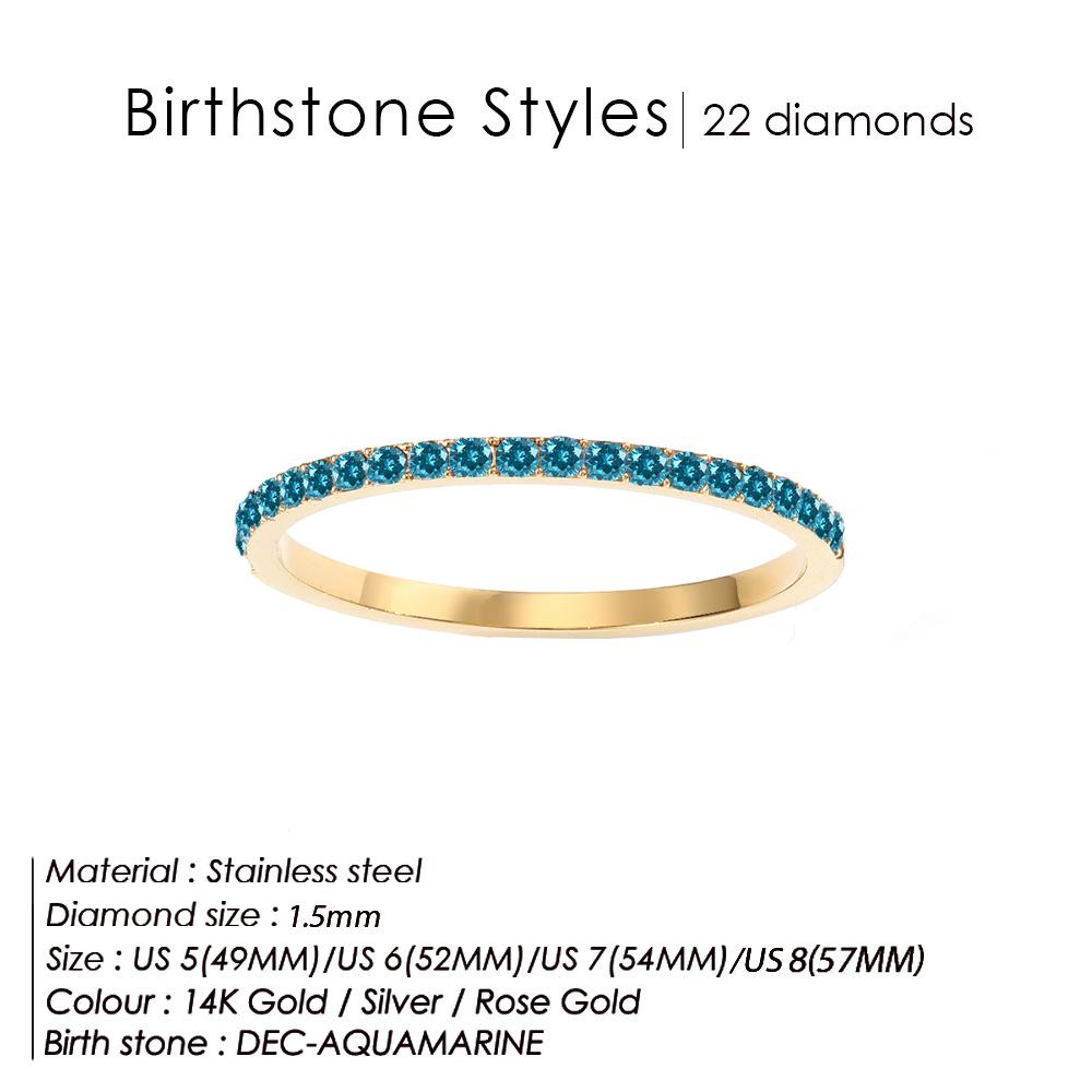 eManco European Zircon Ring: Titanium Steel Women's December Birthstone Rhinestone Finger Ring