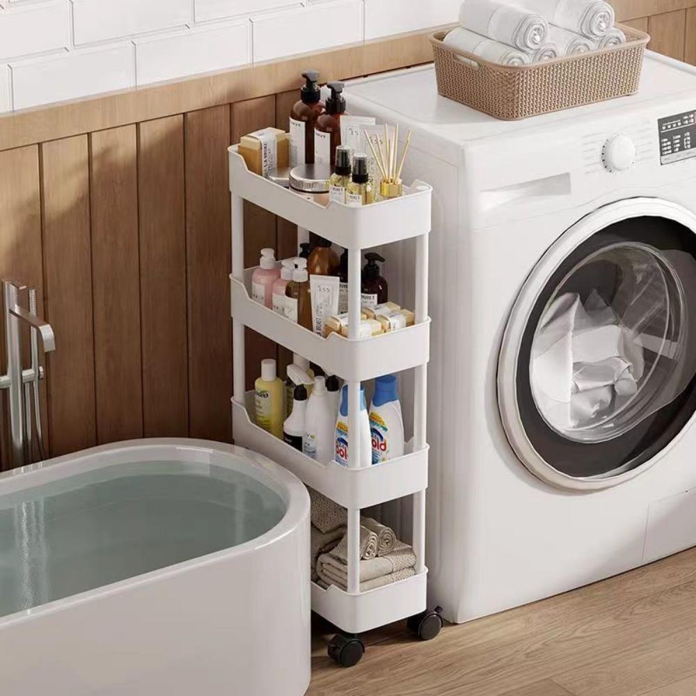 Mobile Bookshelf Storage Rack Multi-layer Bathroom Shelves Household Snacks Storage Rack Storage Trolley Household Accessories