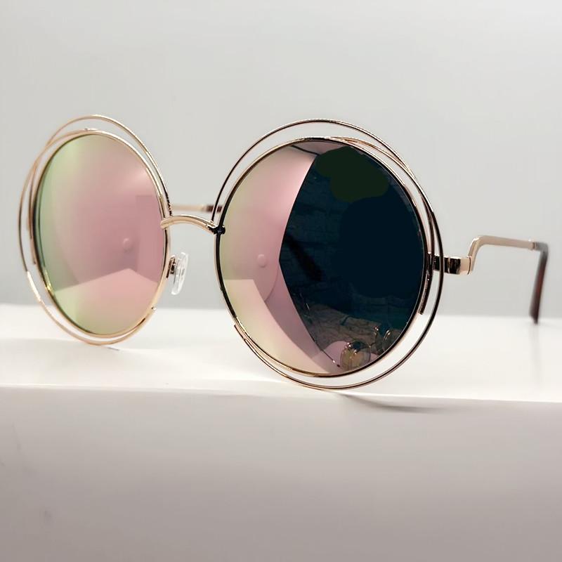 

OEC CPOVintage Круглые Солнцезащитные Очки для Женщин Модные Металлические Очки от Солнца с Большой Оправой Женские Очки Oculos De Sol